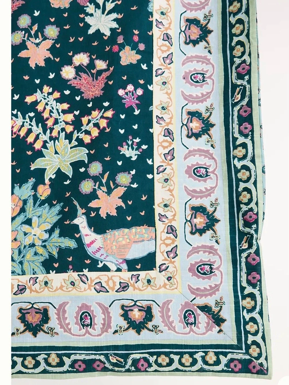 Anthropologie Darby Teal and Pink Floral Duvet Cover